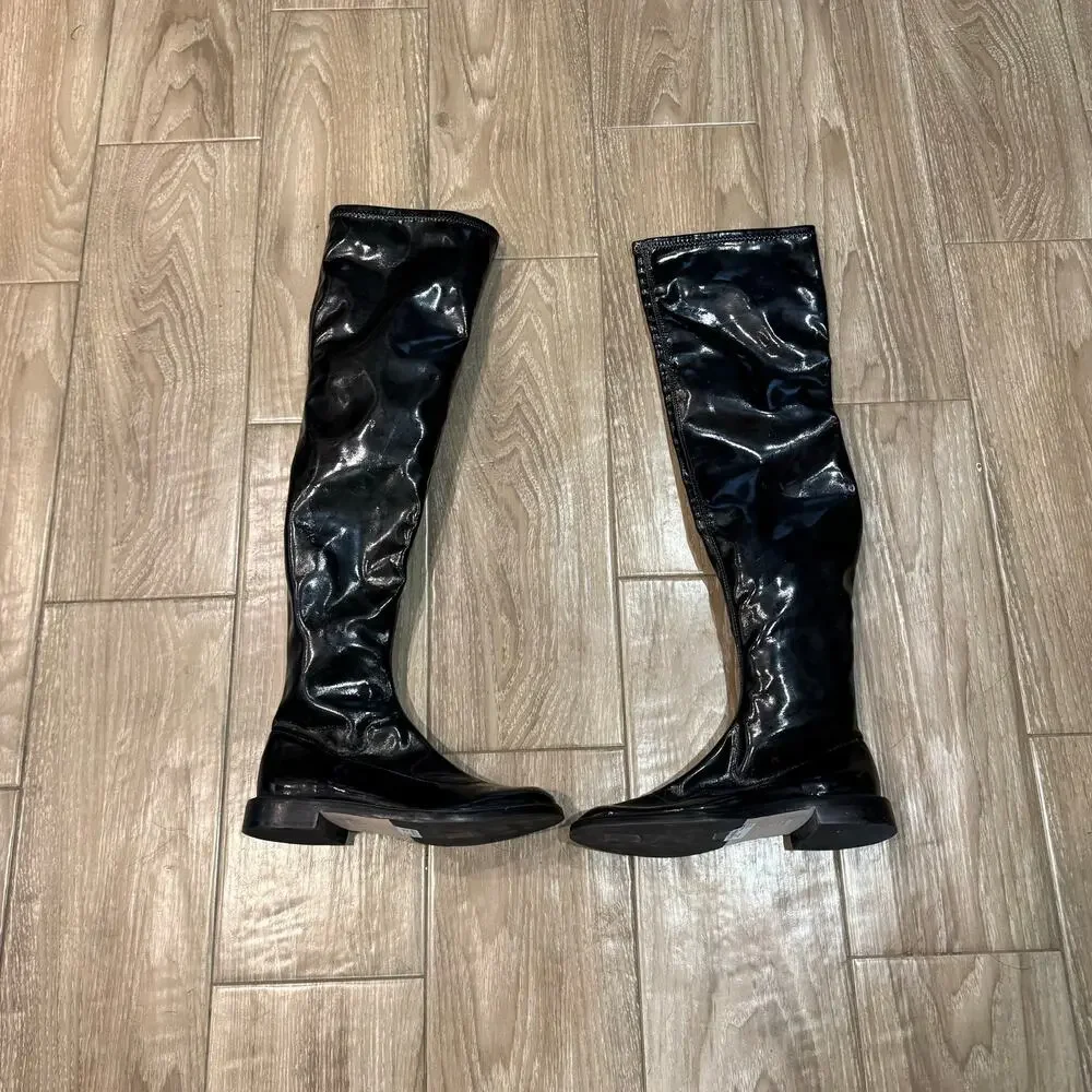Schutz Black Patent Leather Kaolin Over The Knee Boots Sz 6B